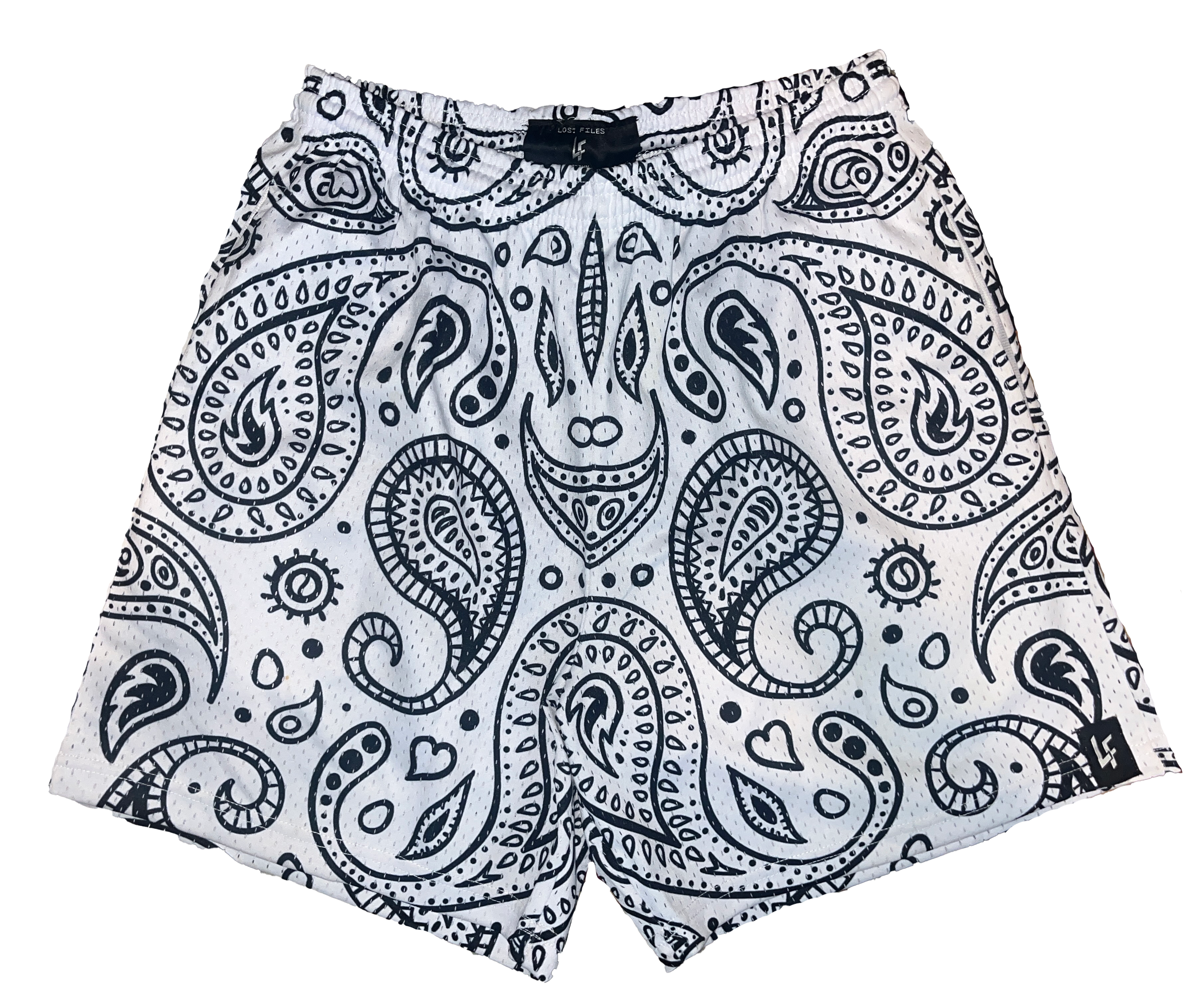 White Paisley Shorts