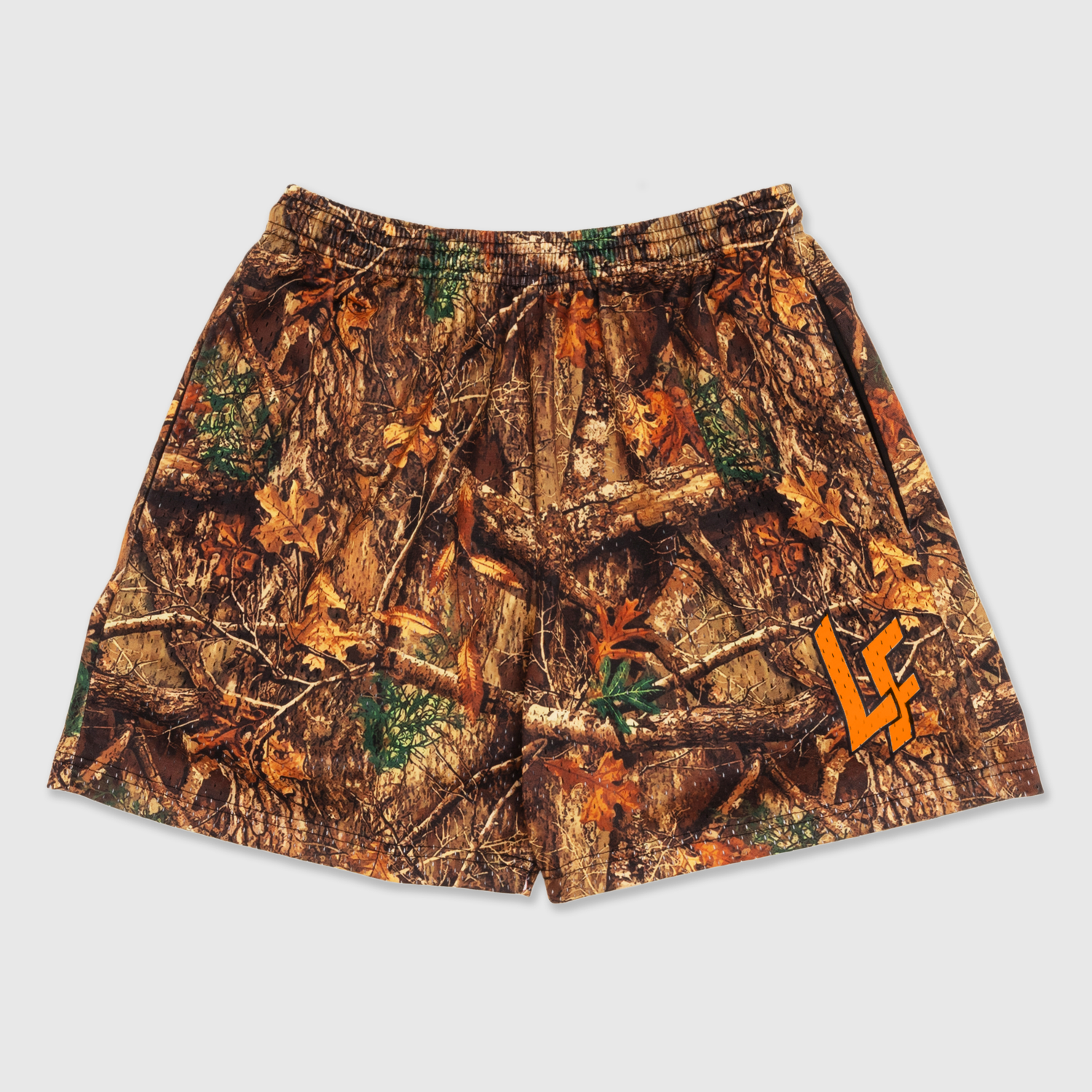 Woodland Camo Shorts - Hunter Orange