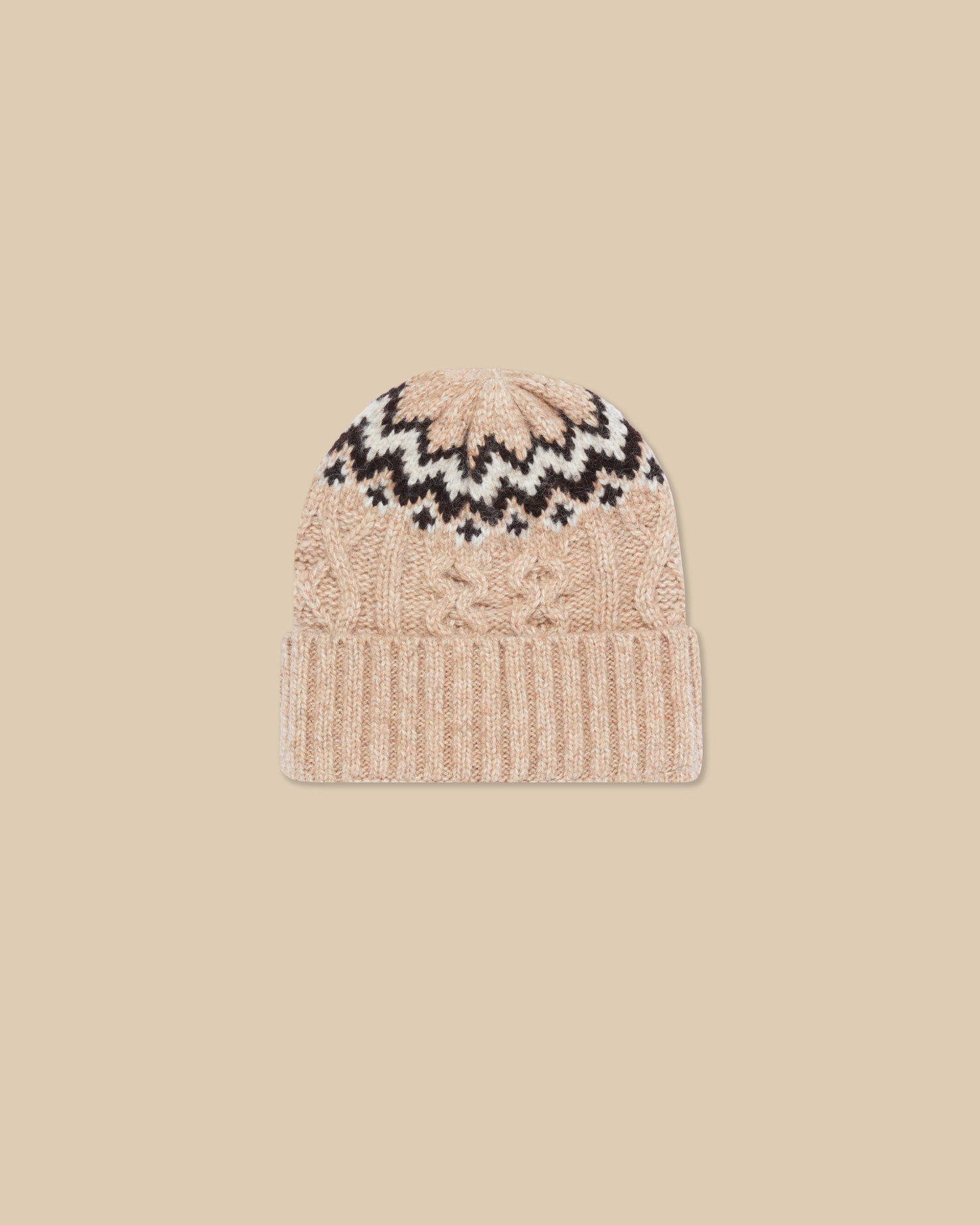 Oversized Fair Isle Wool Beanie