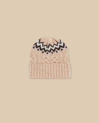 Oversized Fair Isle Wool Beanie