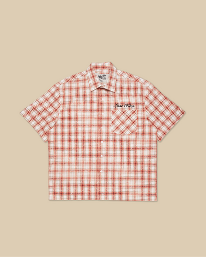 Orange Plaid Button Up Shirt