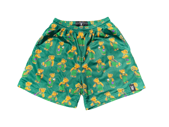 Green Pattern Corduroy Shorts