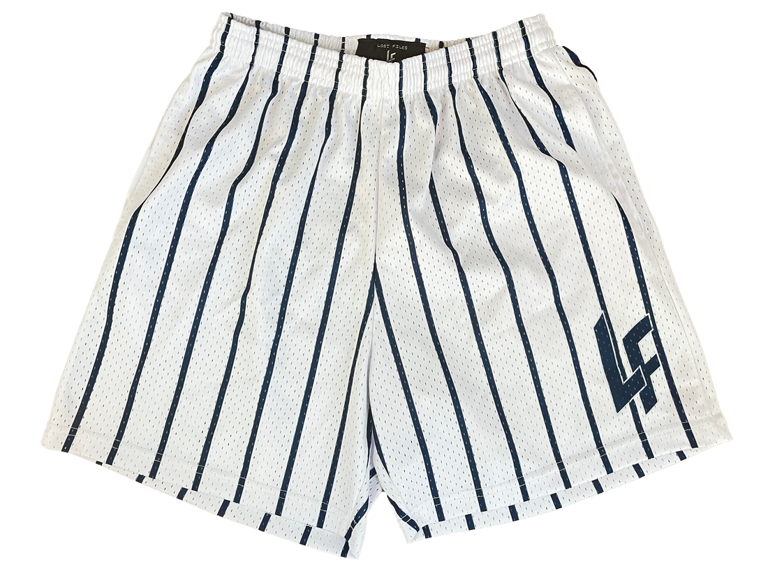 White/Navy Pinstripe Shorts